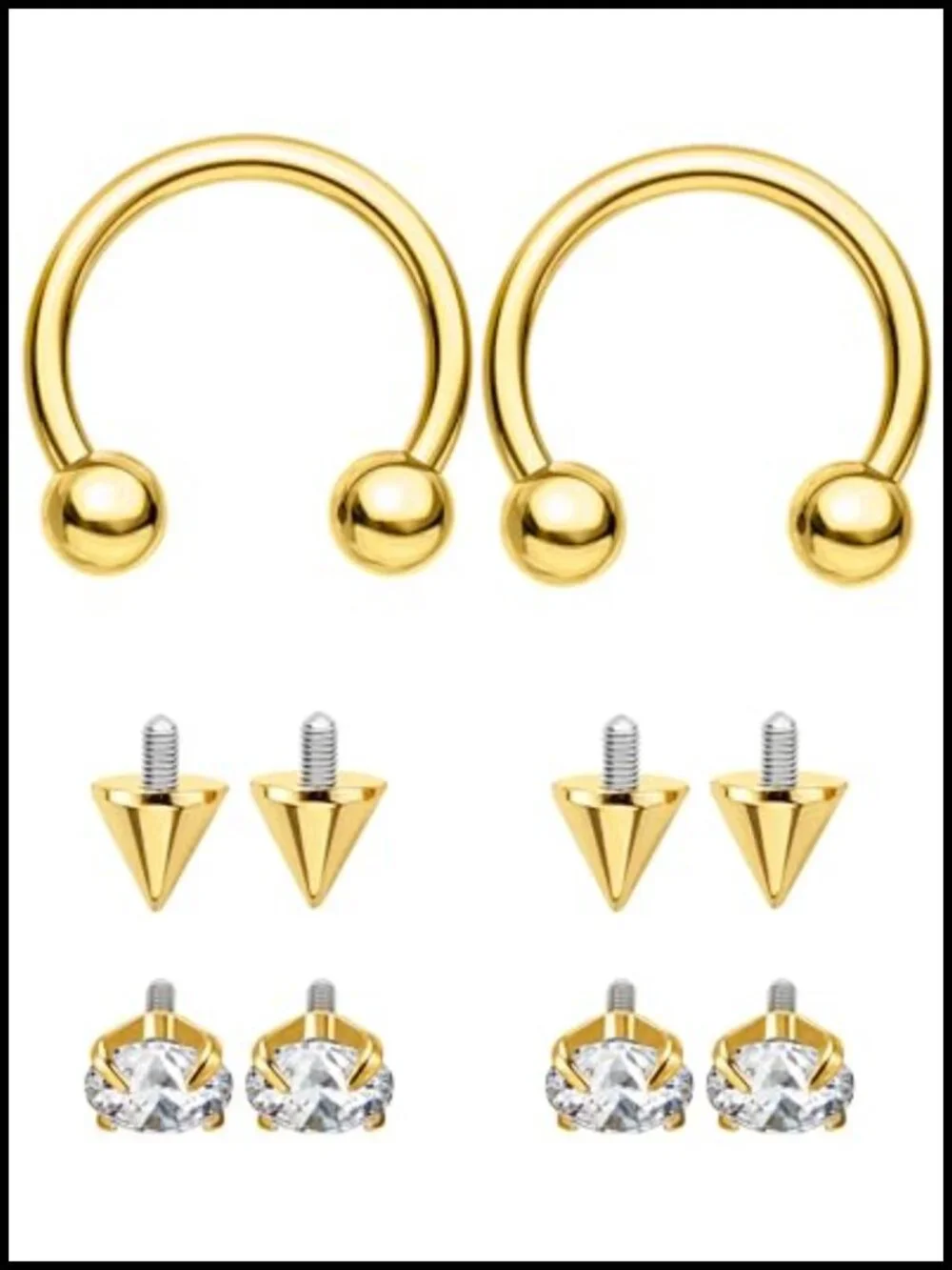 OUFER Horseshoe Nose Rings 16G/18G Surgical Steel Septum Piercing Jewelry 2PCS